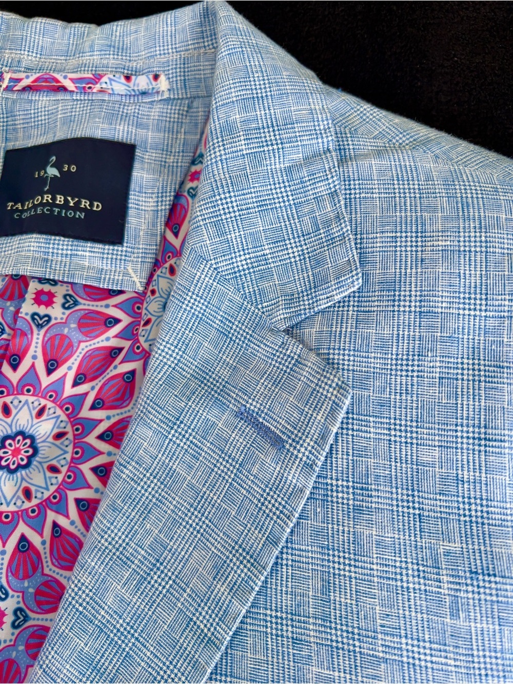 Linen & Cotton, TailorByrd Light Blue Glen Plaid Blazer